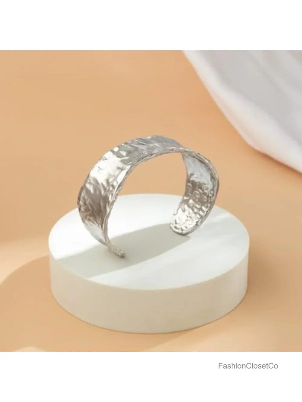 Open Wide Chunky Cuff Bracelet Irregular Hammered Womens Bangle Wrap
